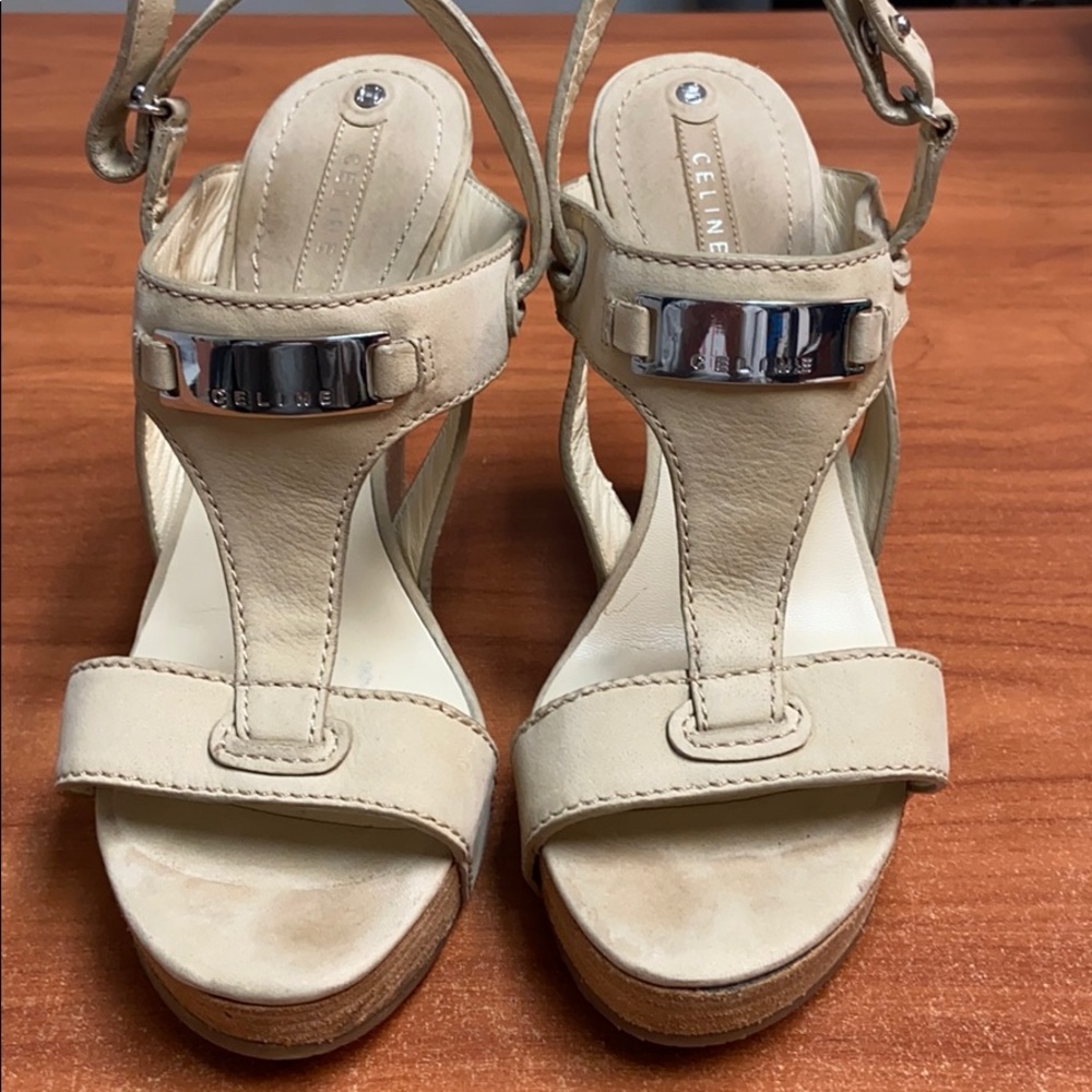 Celine leather wedge heels.